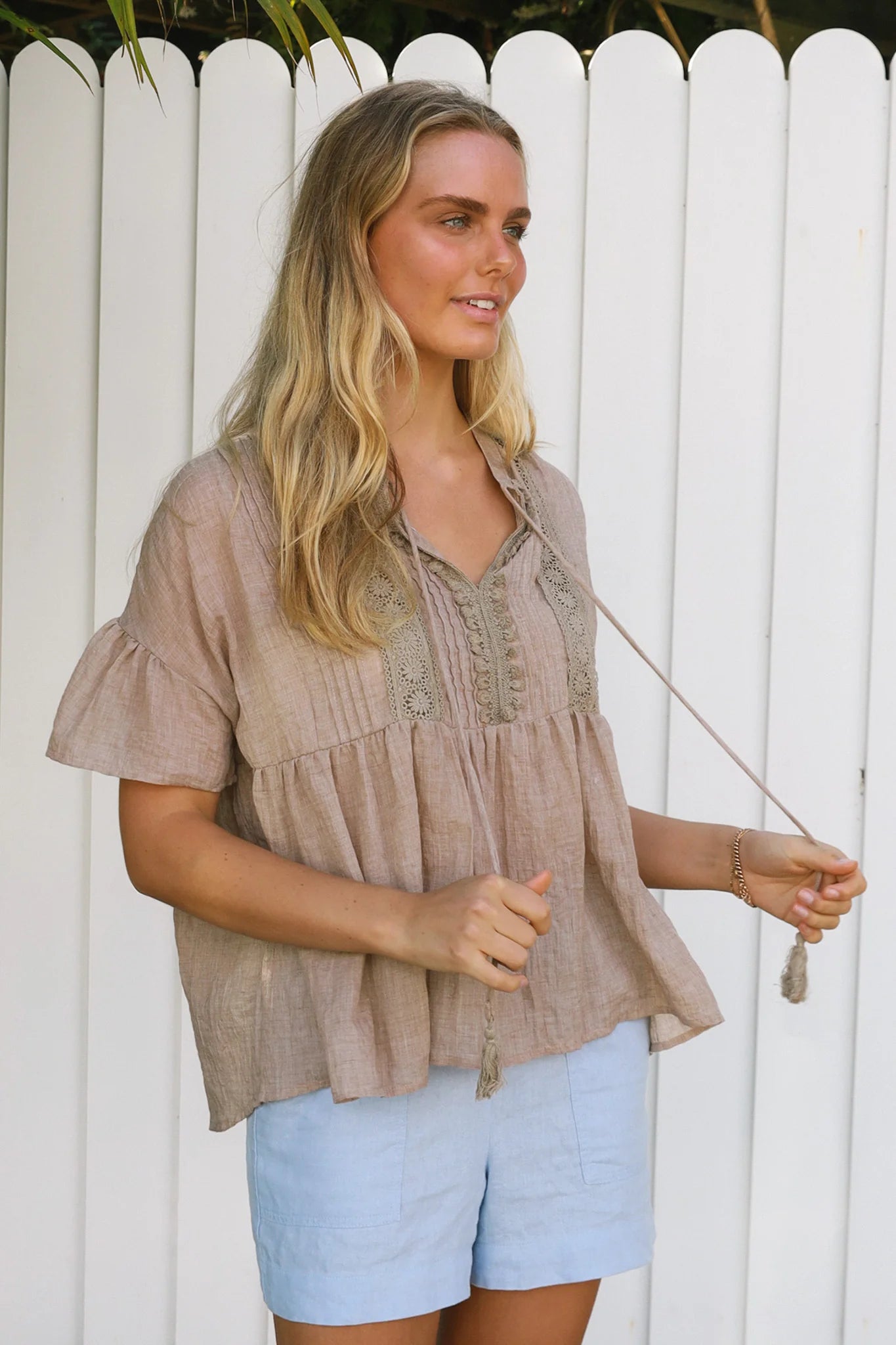 Oversized Boho Top Khaki